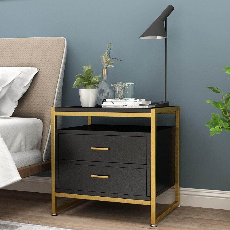 床头柜简约现代置物架卧室北欧轻奢铁艺酒店床边柜储物收纳小型柜