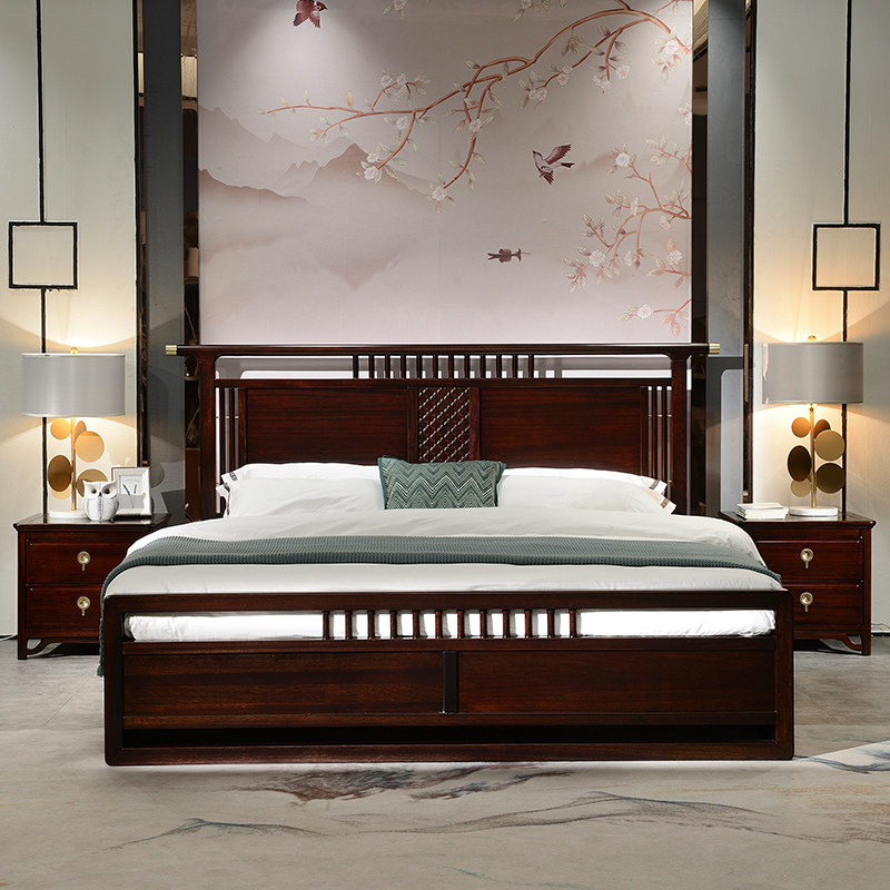 8米双人床新中式卧室黑檀木床现代中式1.5米婚床主卧大床