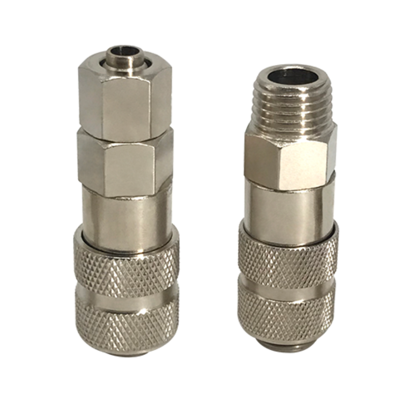 a型全铜镀镍单开闭式气动快速接头山耐斯型a式快速自锁接头