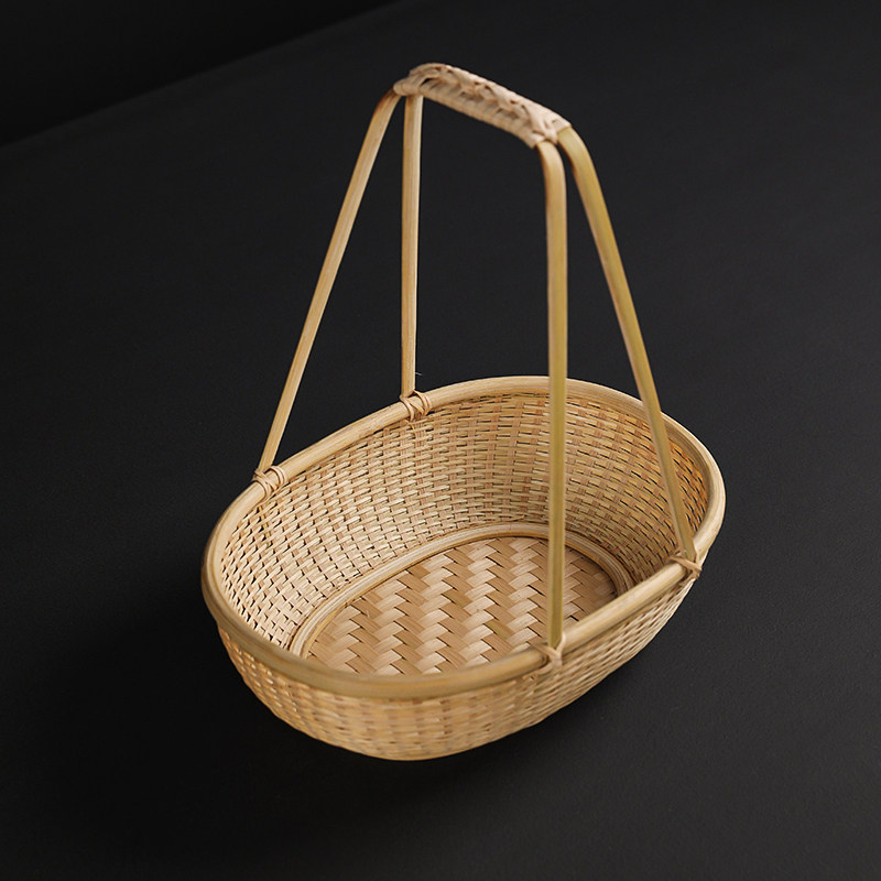 精作竹篮手工编织手提菜篮家用购物收纳环保茶道