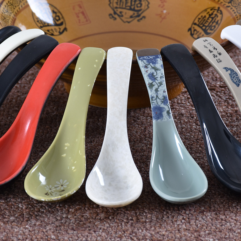 30只装密胺勺子 仿瓷勾勺汤勺稀饭勺仿瓷耐摔调羹商用汤钥包邮