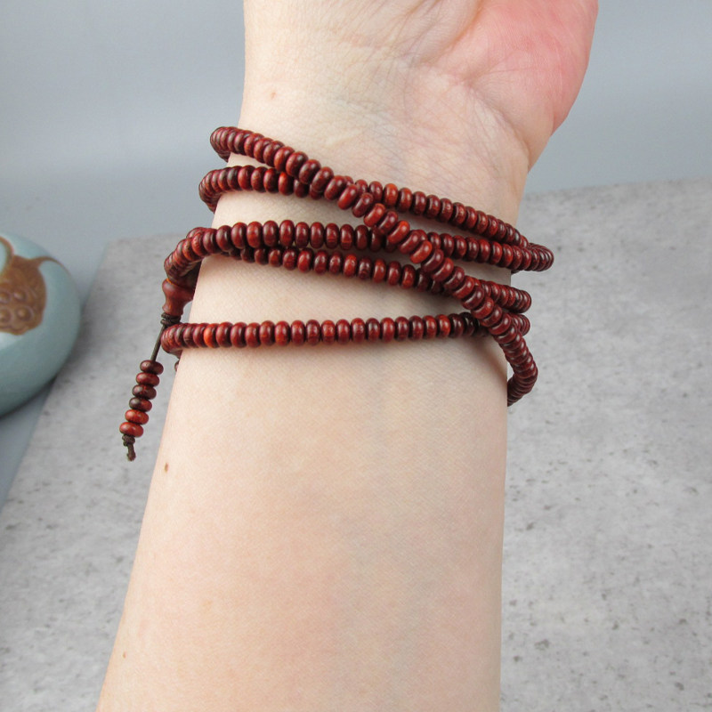 印度小叶叶紫檀木扁珠手串链小珠精致多层男女手链