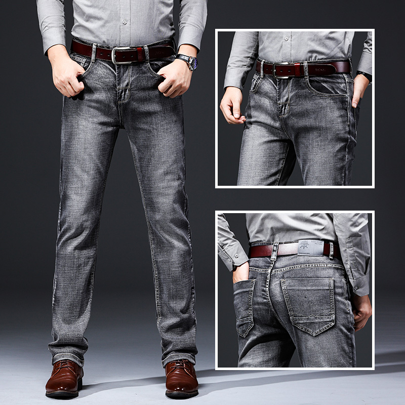 烟灰色牛仔裤男直筒宽松春夏款男裤香港潮牌青年男士高端夏季裤子