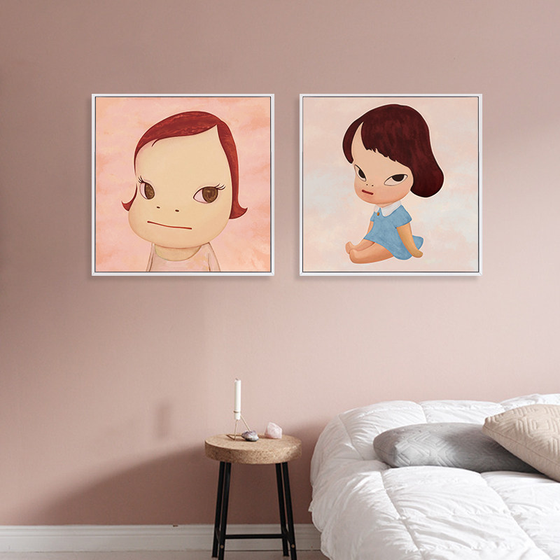 奈良美智梦游娃娃装饰画儿童女孩房间床头挂画玄关走道壁画幼儿园