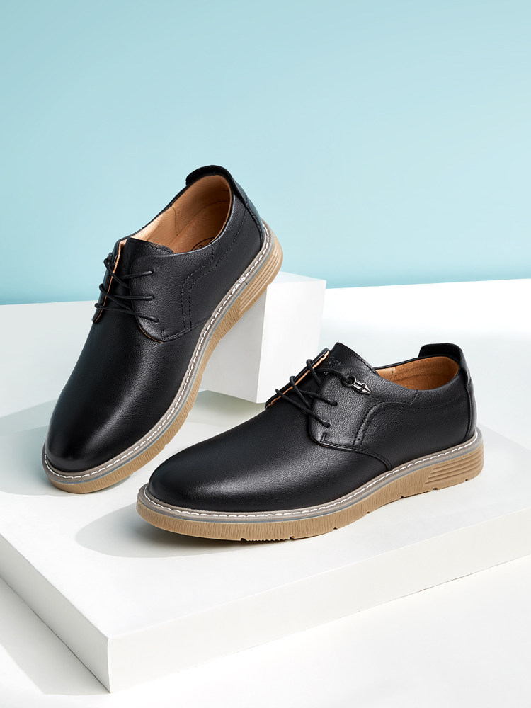 骆驼男鞋2021春夏季新款男士商务英伦真皮皮鞋休闲皮鞋
