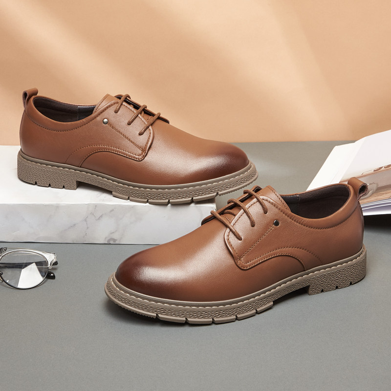 骆驼男鞋2019新款夏季真皮男士休闲皮鞋韩版潮流商务正装软底皮鞋
