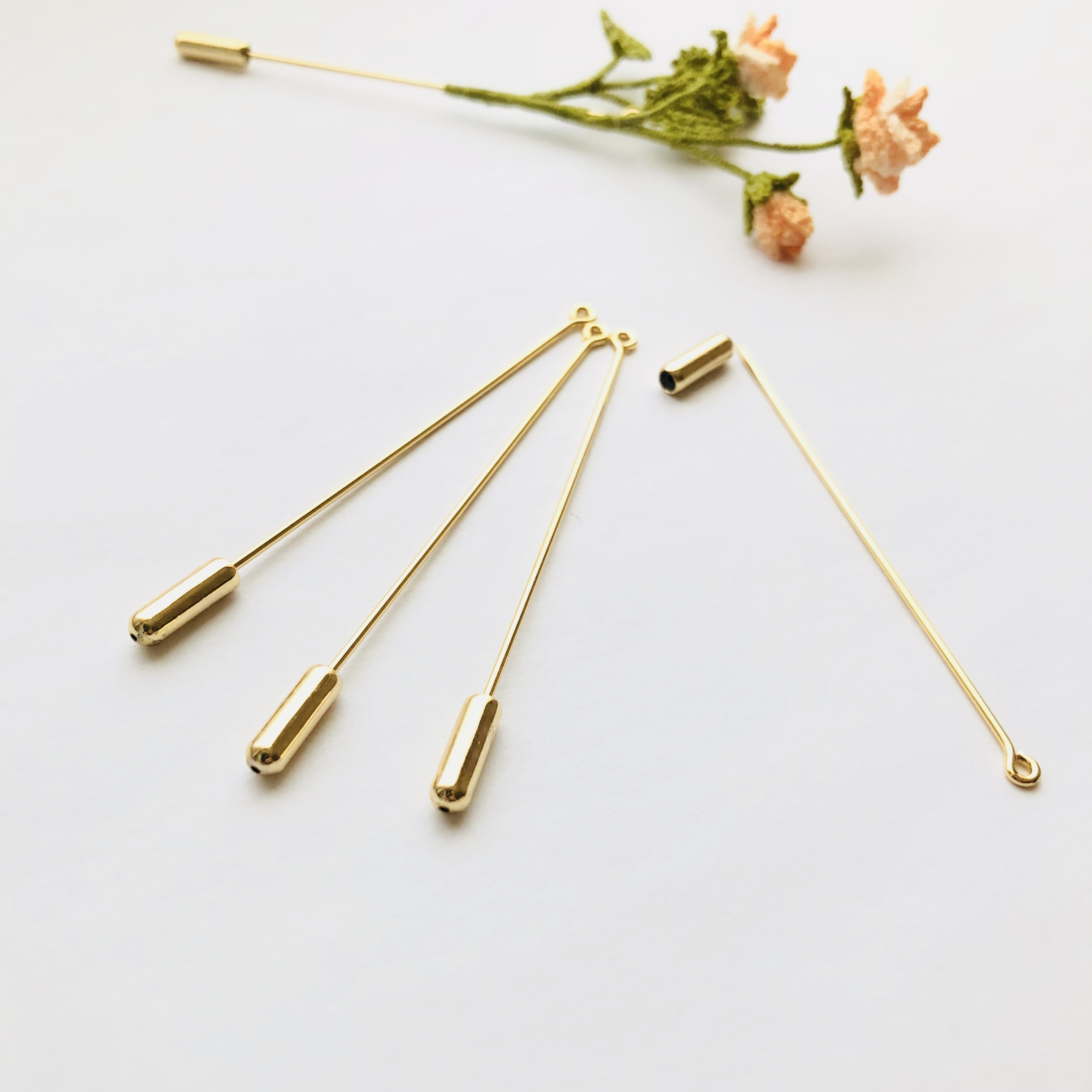 工喜手工铜镀14k真金一字9字网盘胸针diy其他diy饰品配件