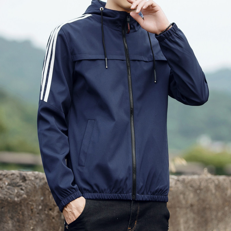 花花公子贵宾夹克男秋冬季休闲韩版外套修身连帽运动夹克男装秋装