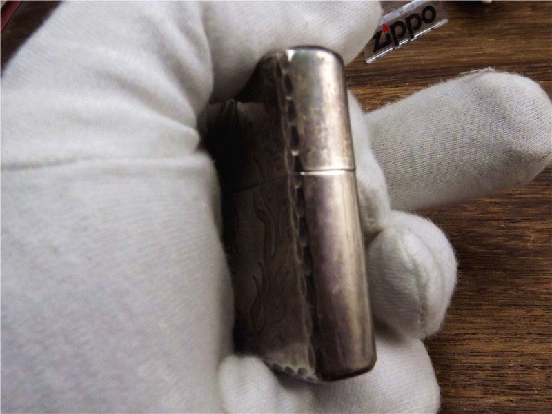 二手zippo07年镀银锁火焰凤纹正品原装打火机进口煤油打火机