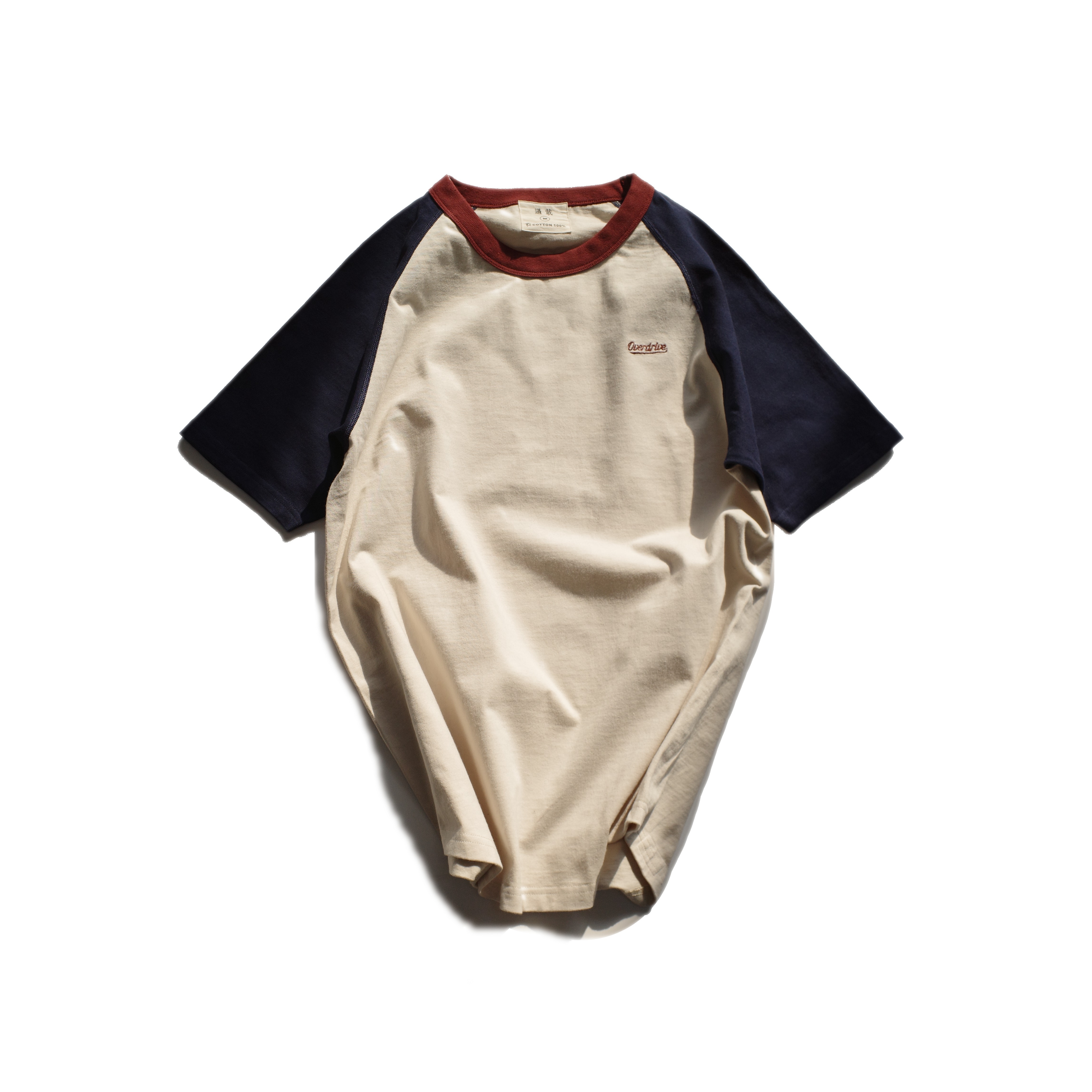 过载商店VINTAGE红白蓝撞色纯棉重磅短袖T男女基础款情侣顺丰发货