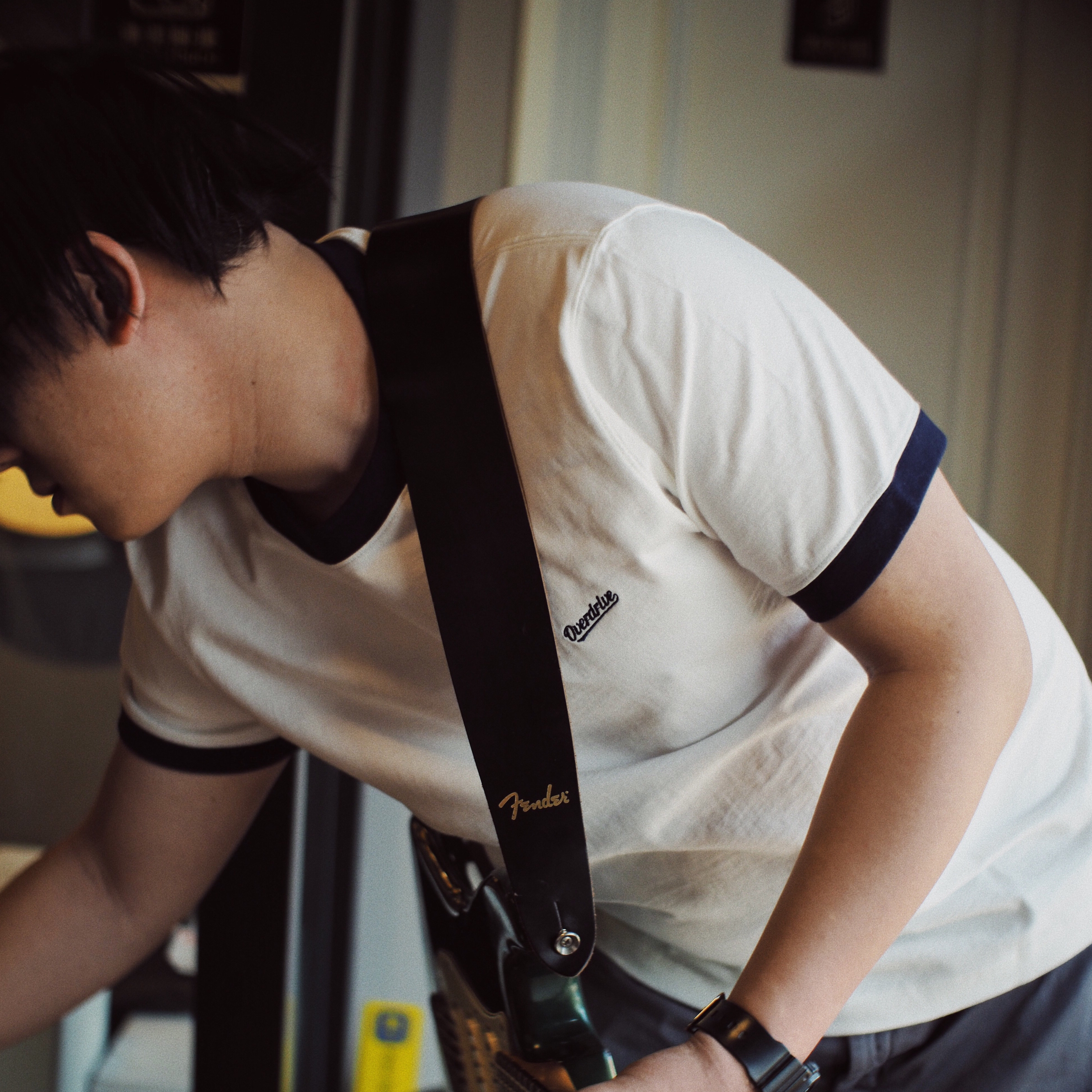 过载商店Ringer Tee刺绣款复古重磅纯棉撞色领短袖T恤情侣