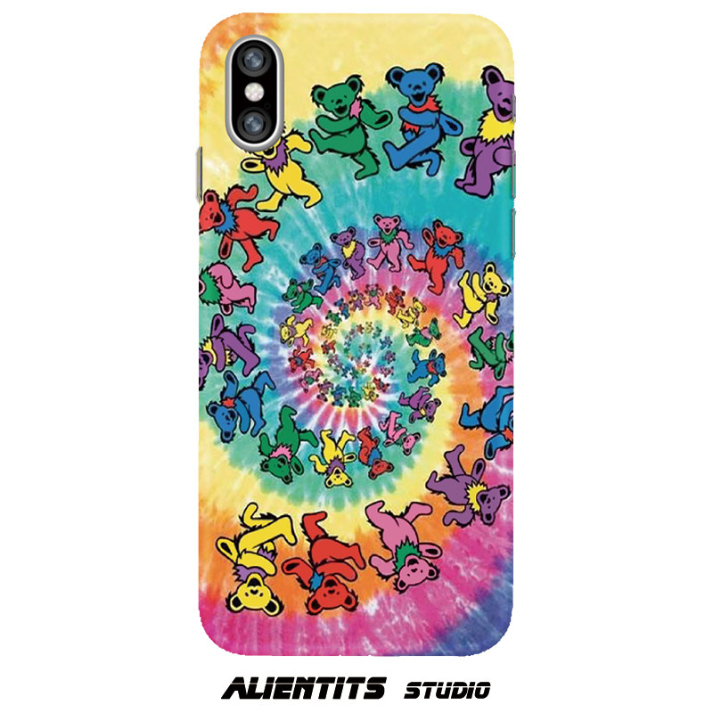 alientits复古gratefuldead迷幻小熊扎染染色适用于苹果手机保护套