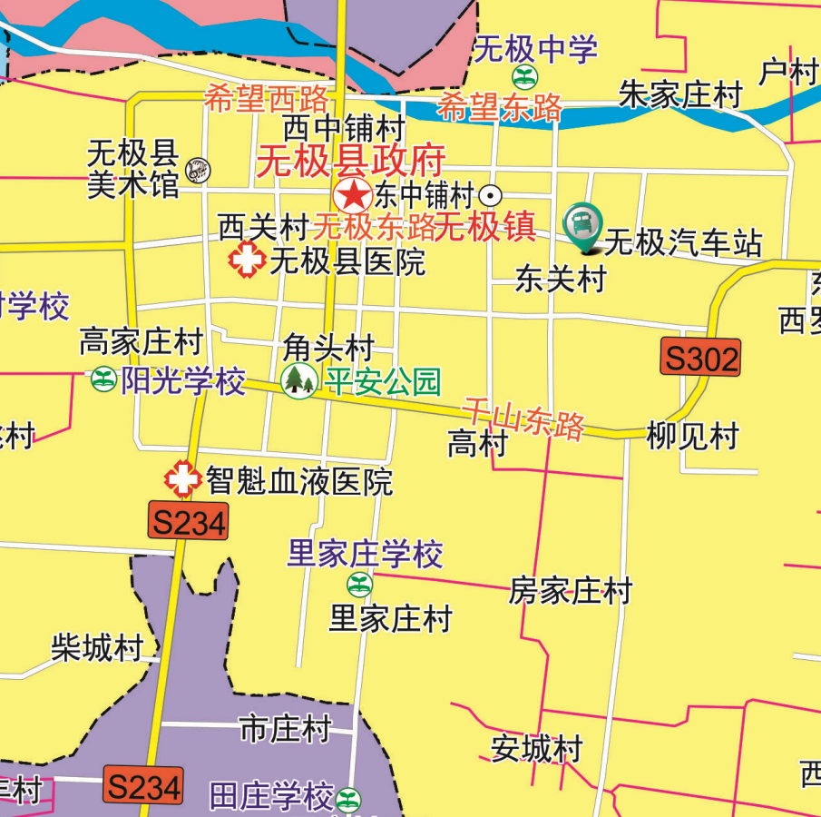 2017年6月河北省石家庄市无极县交通旅游行政乡镇村落分布地图