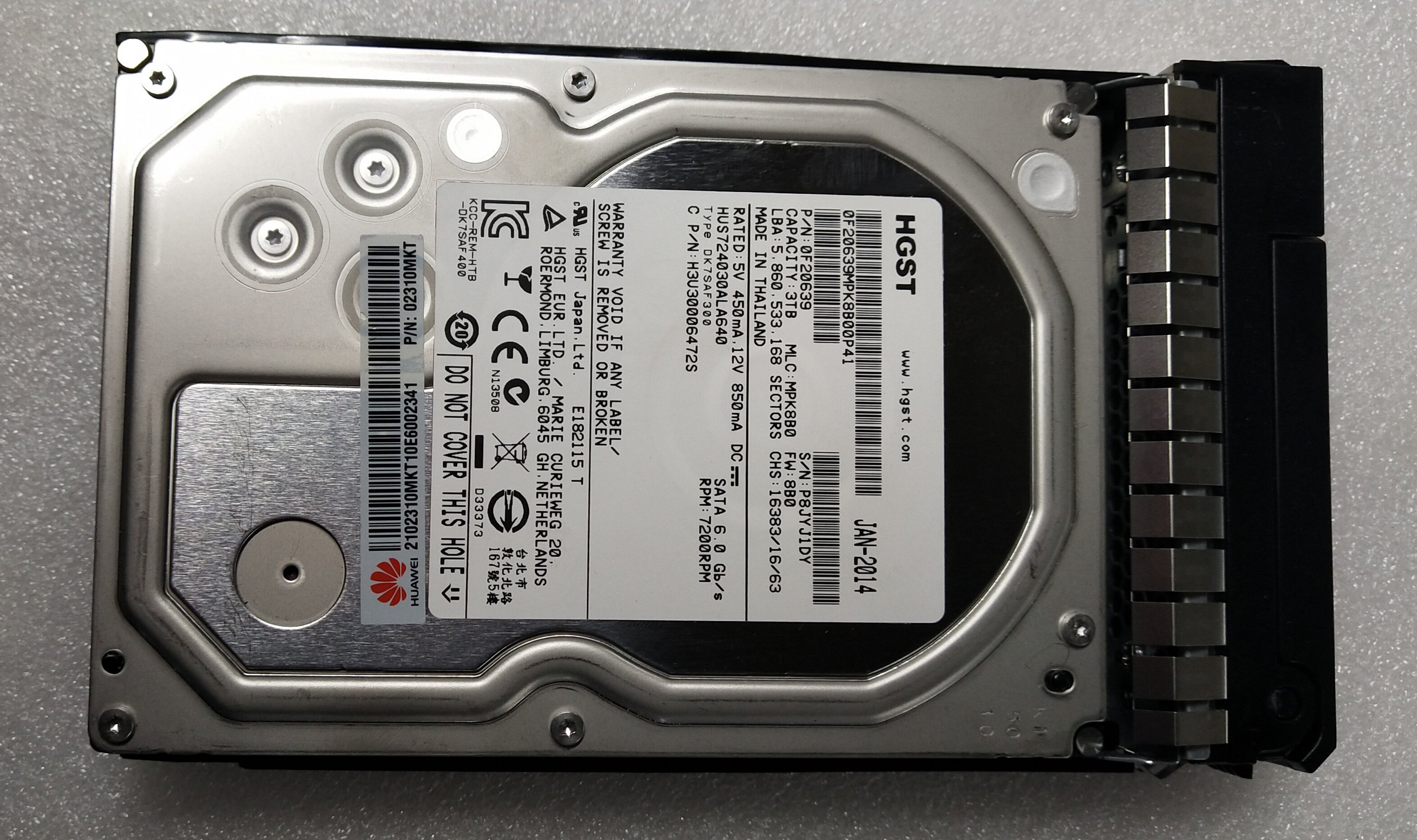 原装华为02310mkt3t72ksatahus724030ala640服务器硬盘机械硬盘