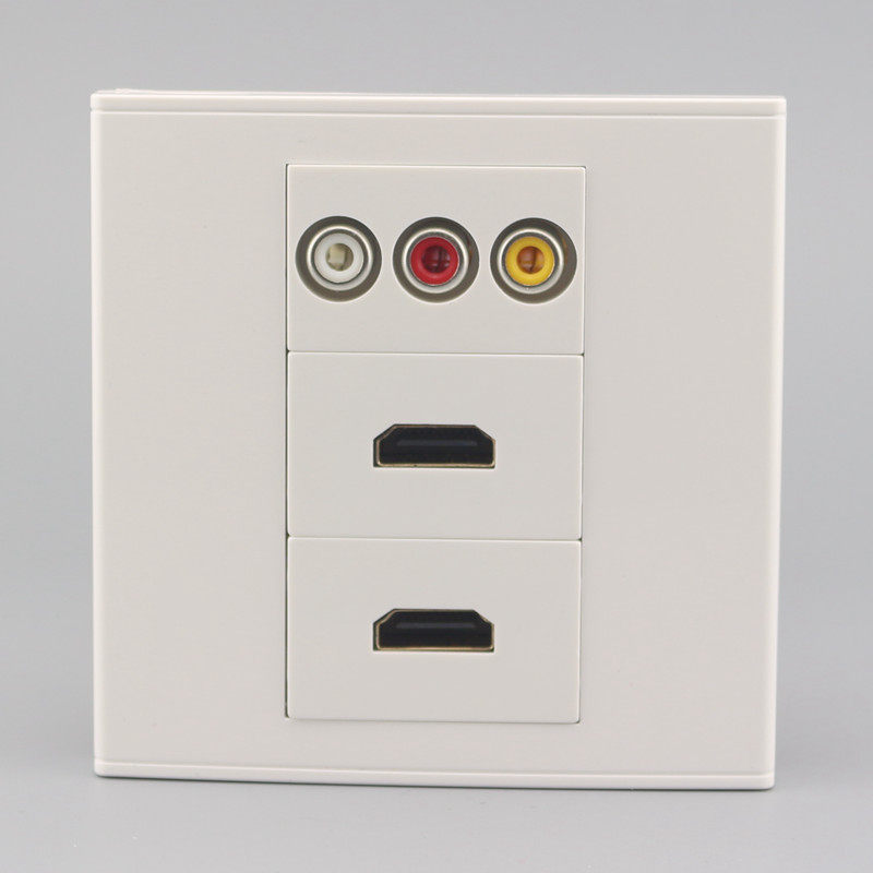 面板插座2个hdmi高清数字电视音视频av音频插座