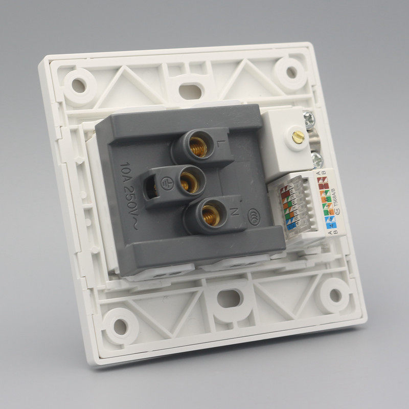 插座二三模块网线电视网电视电脑5孔网络电视电源电脑 电视插座