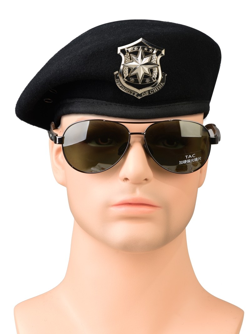 保安贝雷帽男士礼仪帽子夏季透气网布春秋秋冬季帽子