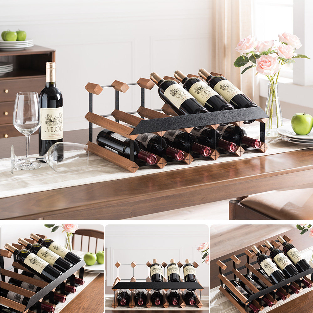 红酒架摆件现代轻奢小酒架斜放展示创意酒窖酒柜实木