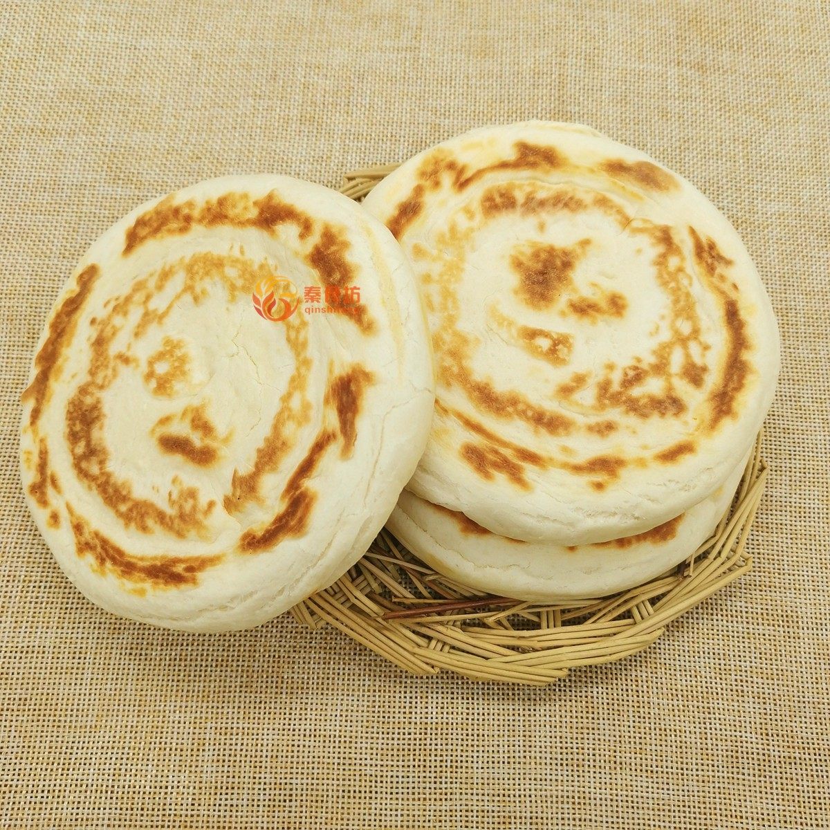 烧饼陕西手工白吉饼炭火肉夹馍饼白吉馍里脊夹菜传统糕点