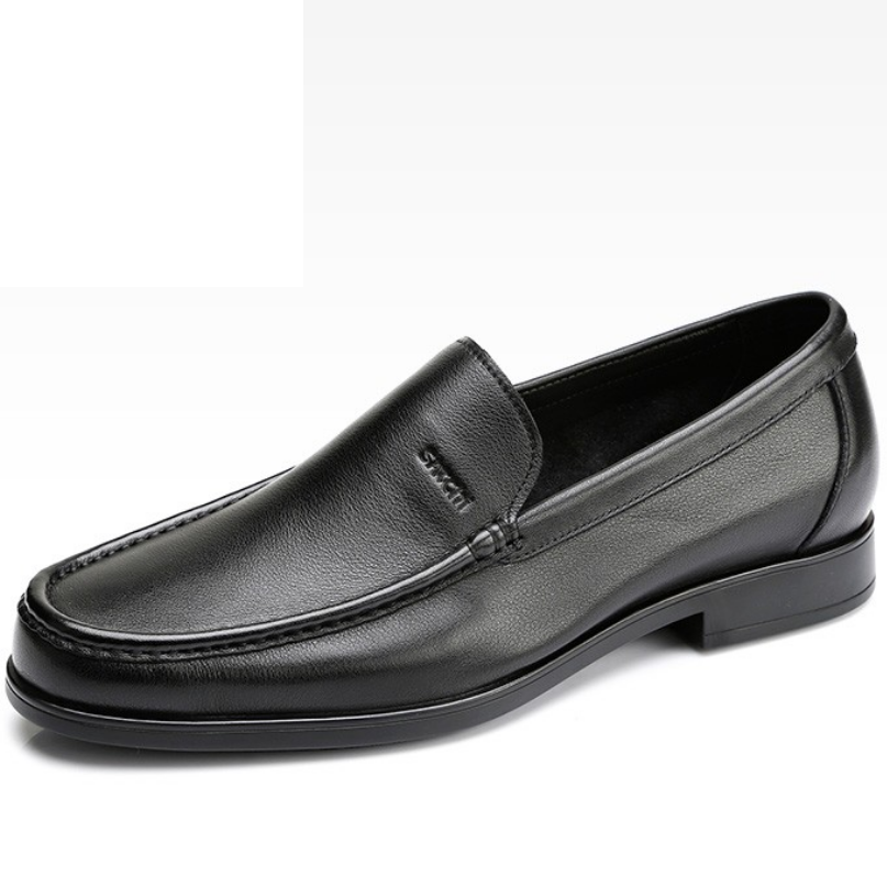 沙驰男鞋新款商务正装皮鞋男套脚真皮休闲鞋男士软皮圆头牛皮大码