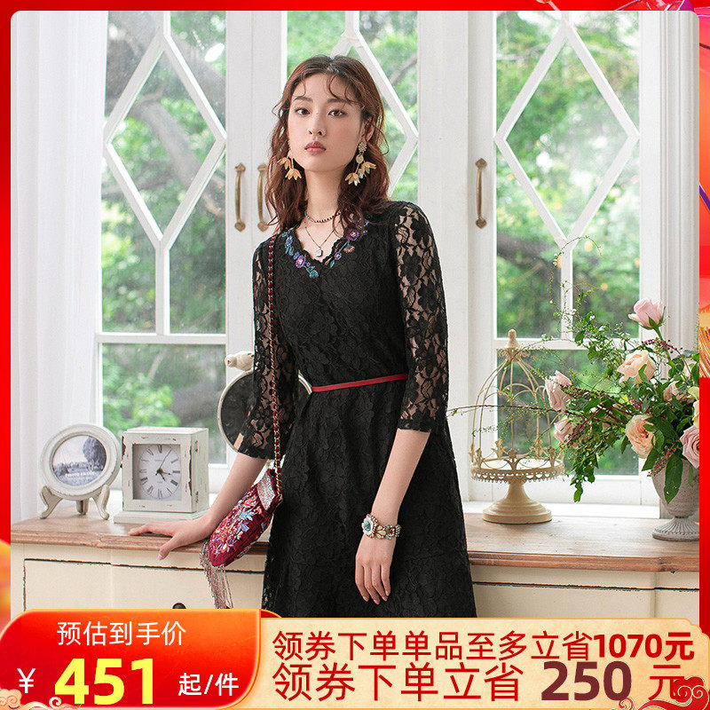 渔牌2020春装百搭水溶镂空连衣裙-来自店铺【渔服饰旗舰店】