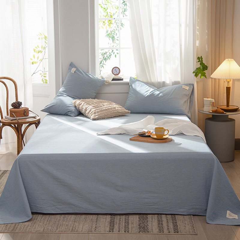 日式纯棉水洗床单单件纯色双人床简约被单素色床单