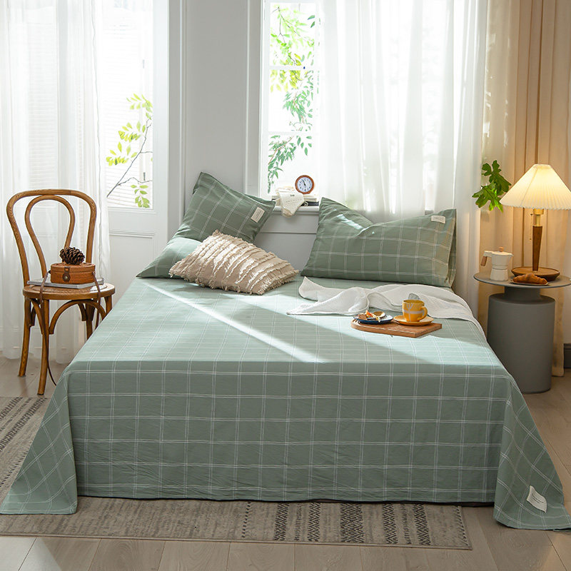 日式纯棉水洗床单单件纯色双人床简约被单素色床单