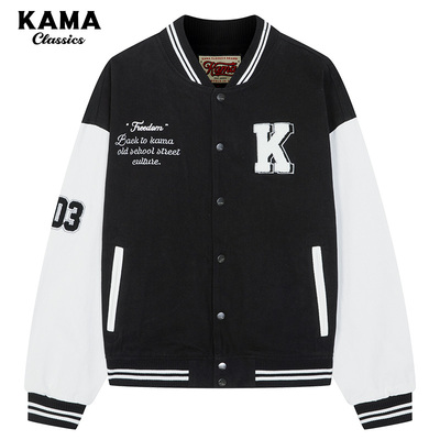 2022春季新款美式撞色潮流宽松棒球衣情侣棒球服飞行员夹克外套