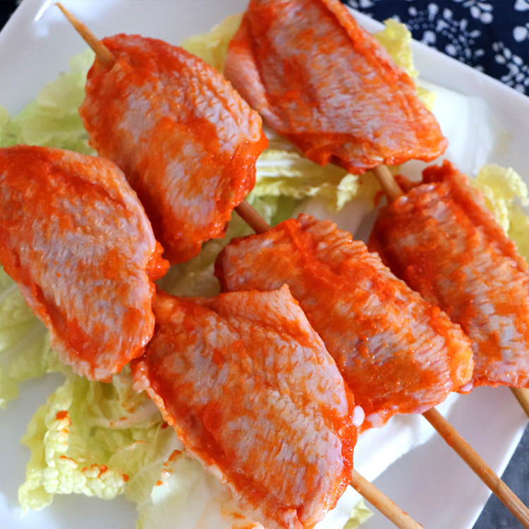 烧烤鸡翅15串奥尔良腌制鸡中冷冻生翅街边油炸生鸡翅