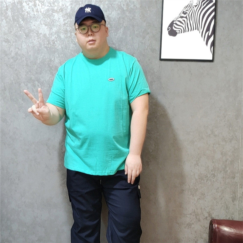 帅胖胖子潮流加肥加大男装打底韩版港小清新纯色t恤