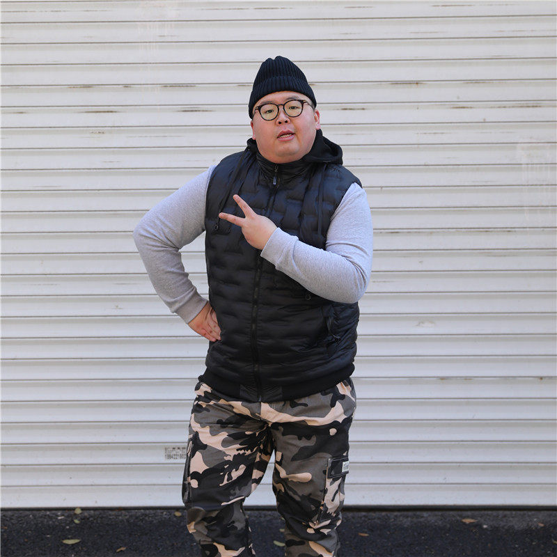 帅胖胖子胖哥肥佬韩版时尚百搭加厚保暖潮牌背心