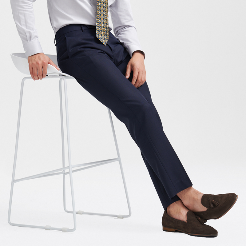 上东奢媛 夏季休闲羊毛九分修身直通西裤男 透气薄款 2021Y049/3