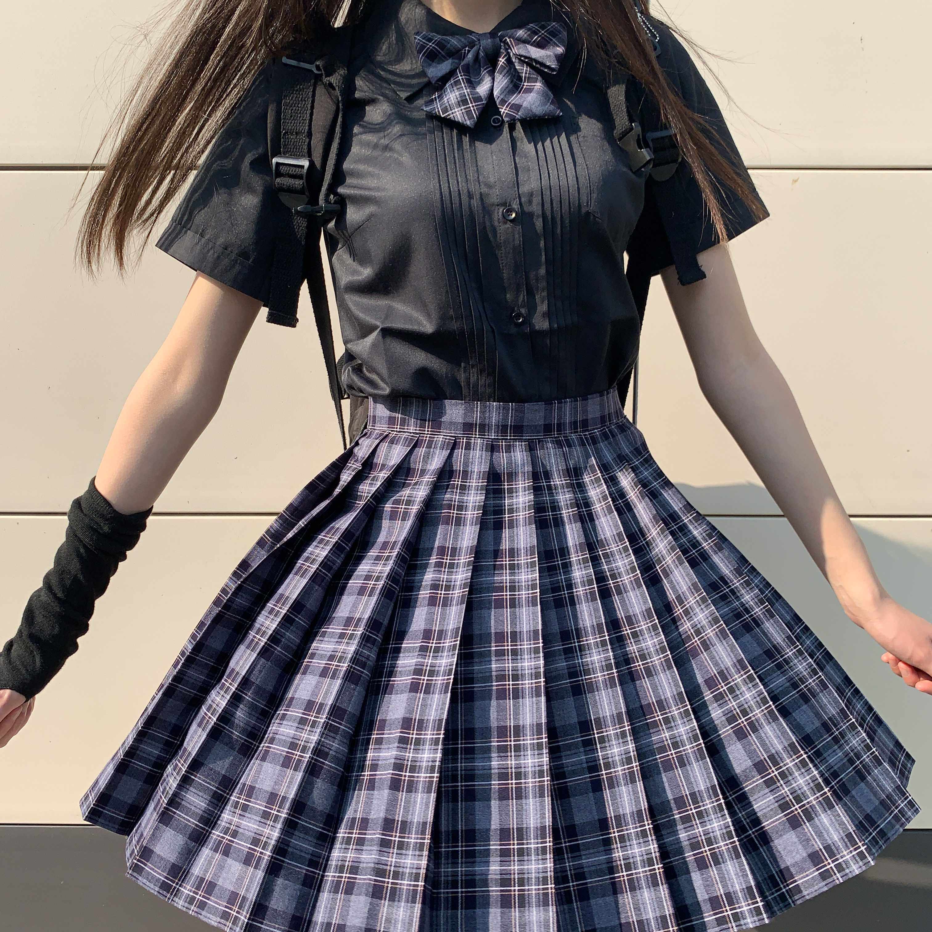 萌化物语暗黑jk制服百褶裙学院高腰半身新款半身裙