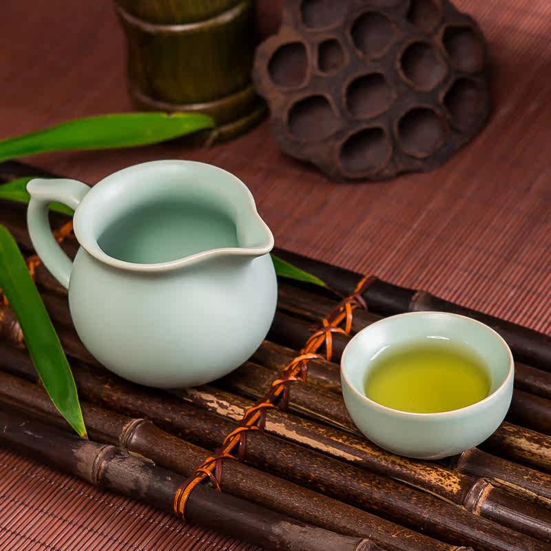 正品高档开片汝窑公道杯 天青色汝瓷茶海功夫茶具 精品茶道茶器