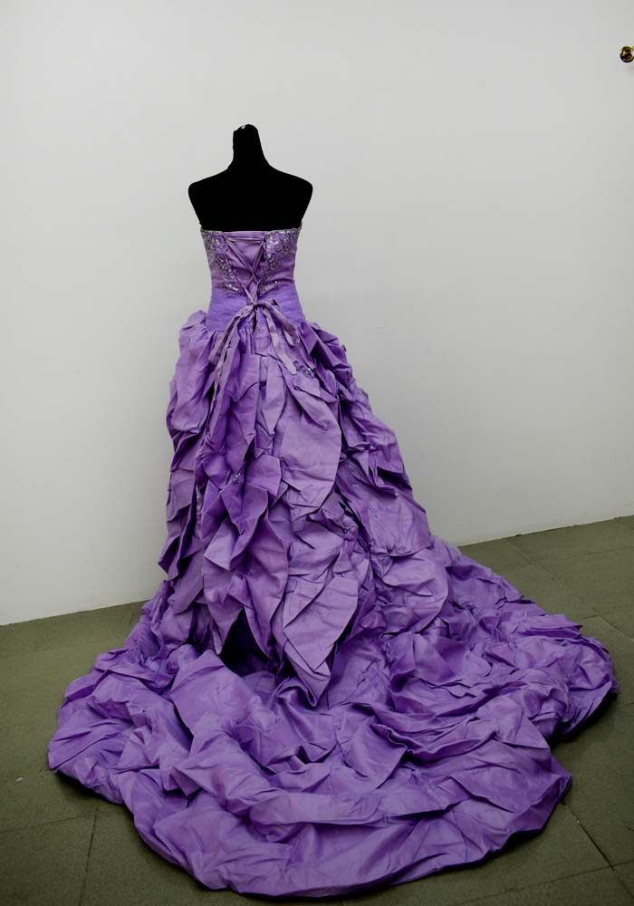 9成褶皱2尺腰围礼服款拖尾绑带创意新婚纱珠片婚纱