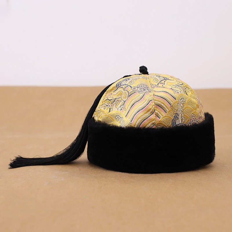 儿童中国国风古装帽子宝宝新年瓜皮皮帽男童帽子