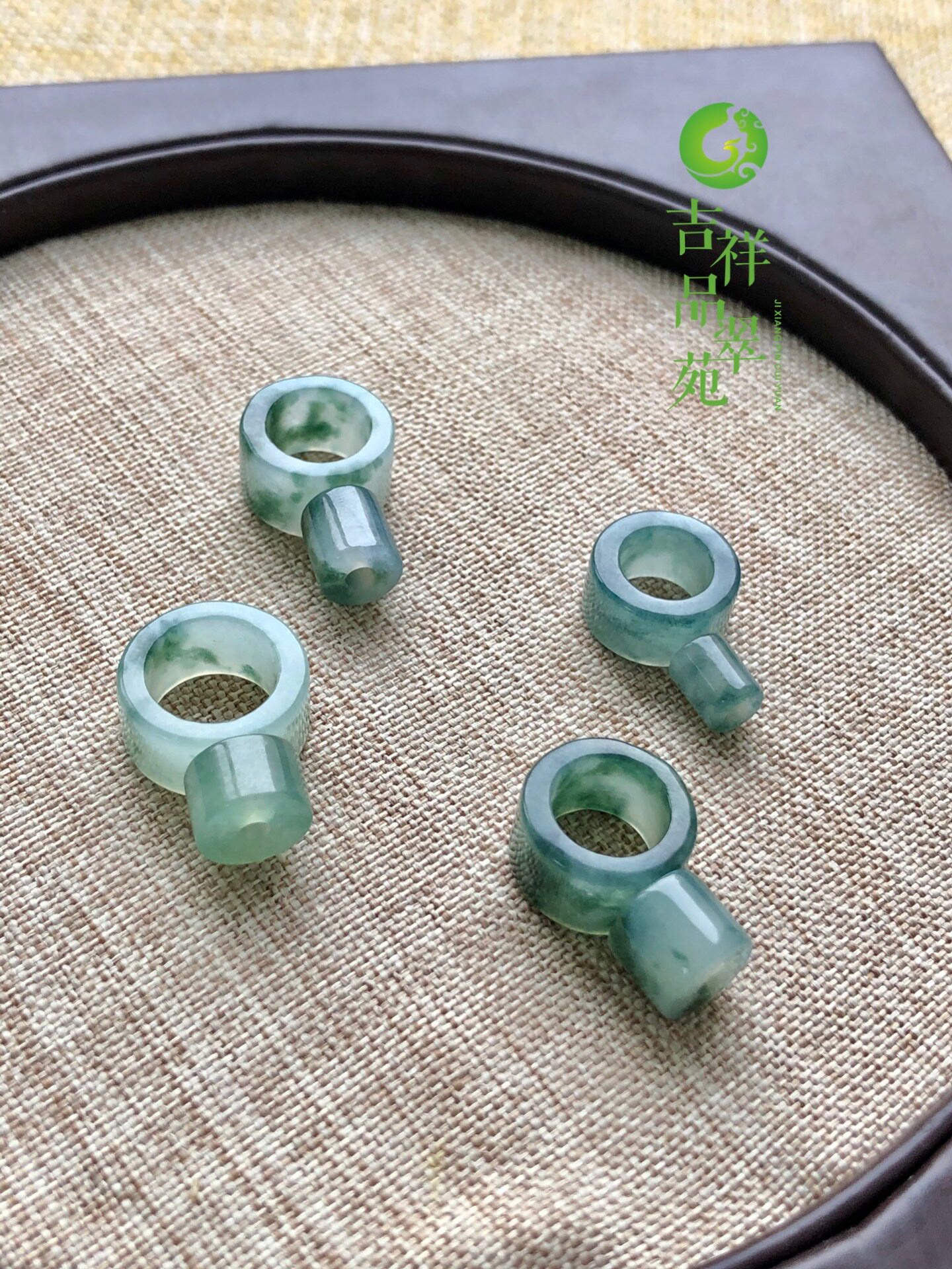 吉祥苑天然翡翠货冰飘花三通项坠种老水足玉石一套珠宝奇石