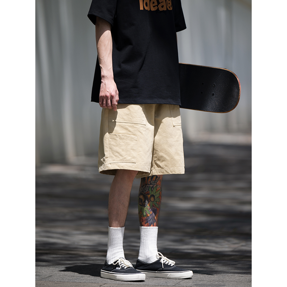 Bellken 22SS 纯棉CityBoy日系工装短裤男宽松直筒休闲裤流行潮牌