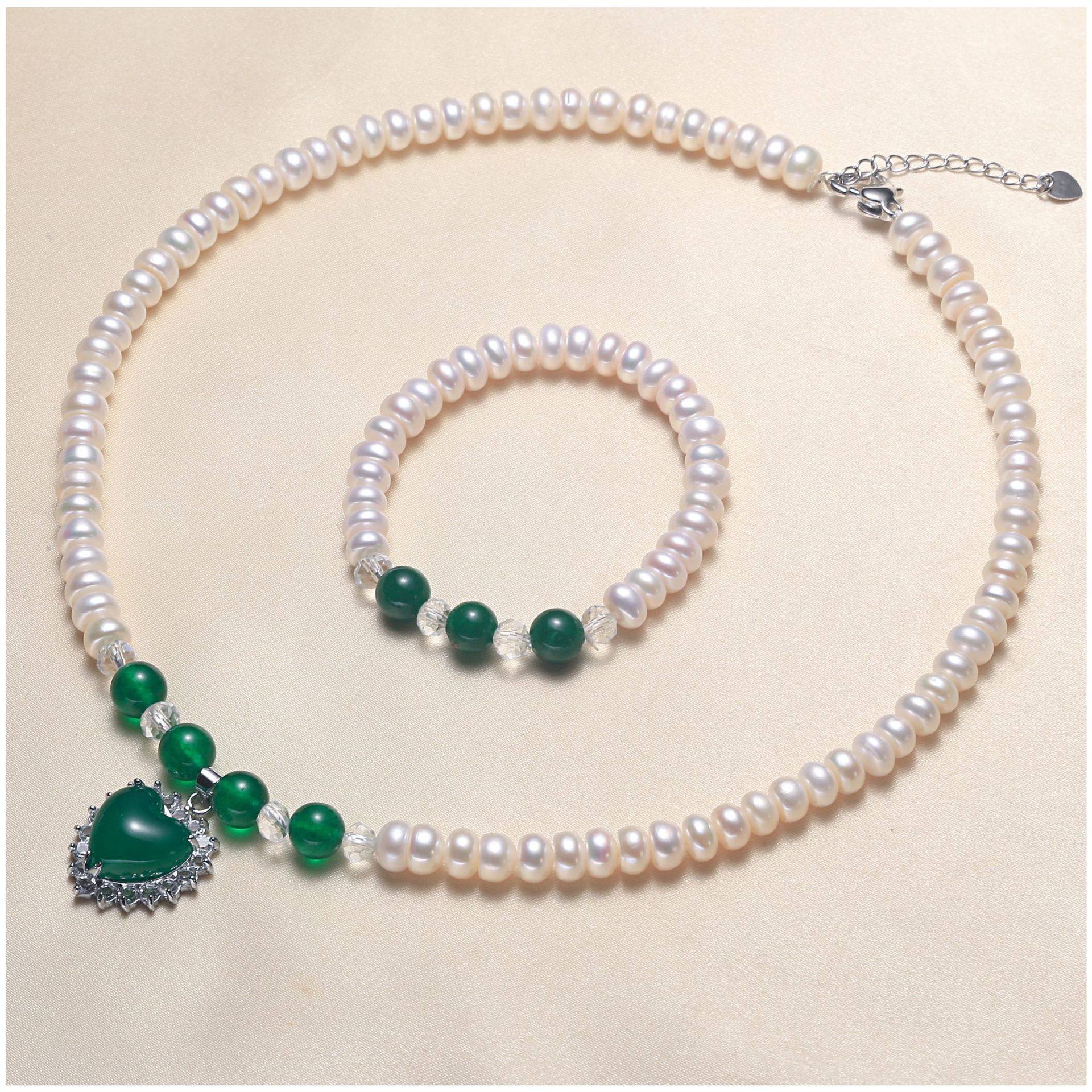 淡水珍珠红绿泪滴玛瑙项链手链复古典雅妈妈项链