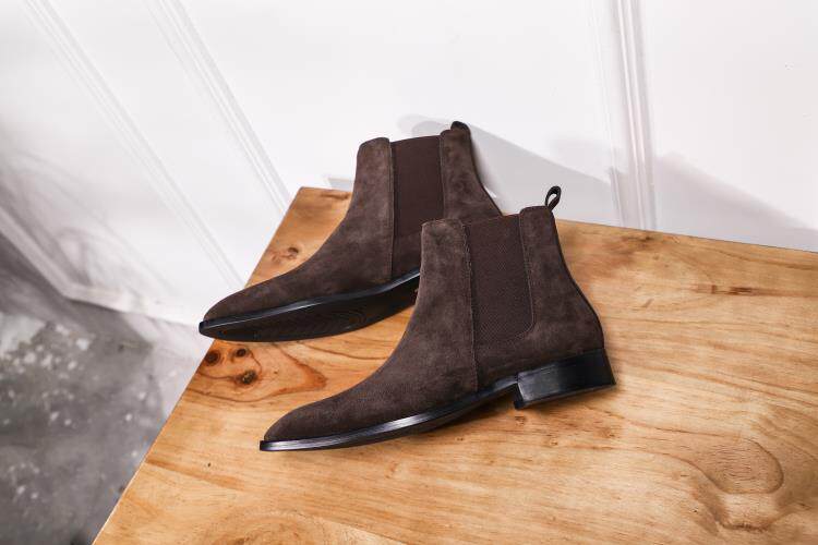 切尔西靴男英伦短靴男百搭尖头马丁靴潮韩版潮slp真软皮靴男高帮