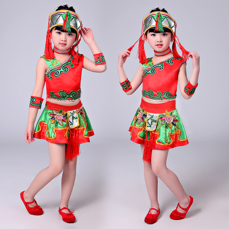小荷风采阿妞儿童新款少数民族苗族演出服女童土家族儿童演出服