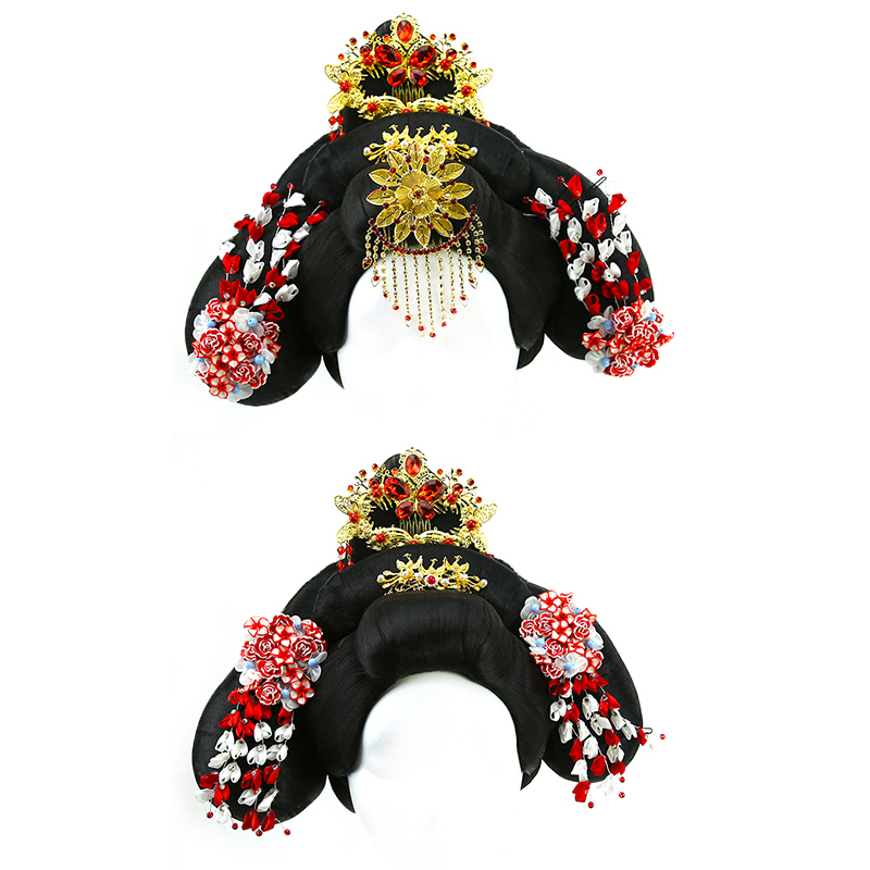 古装古代皇后贵妃凤冠大气头饰武媚娘假发全头套假发套武则天自然