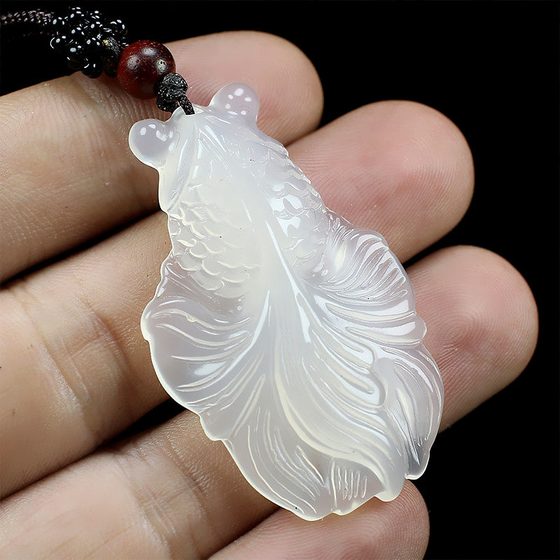 天然玉髓男女士玉石项链金鱼吊坠锦玉满堂玉佩颈饰