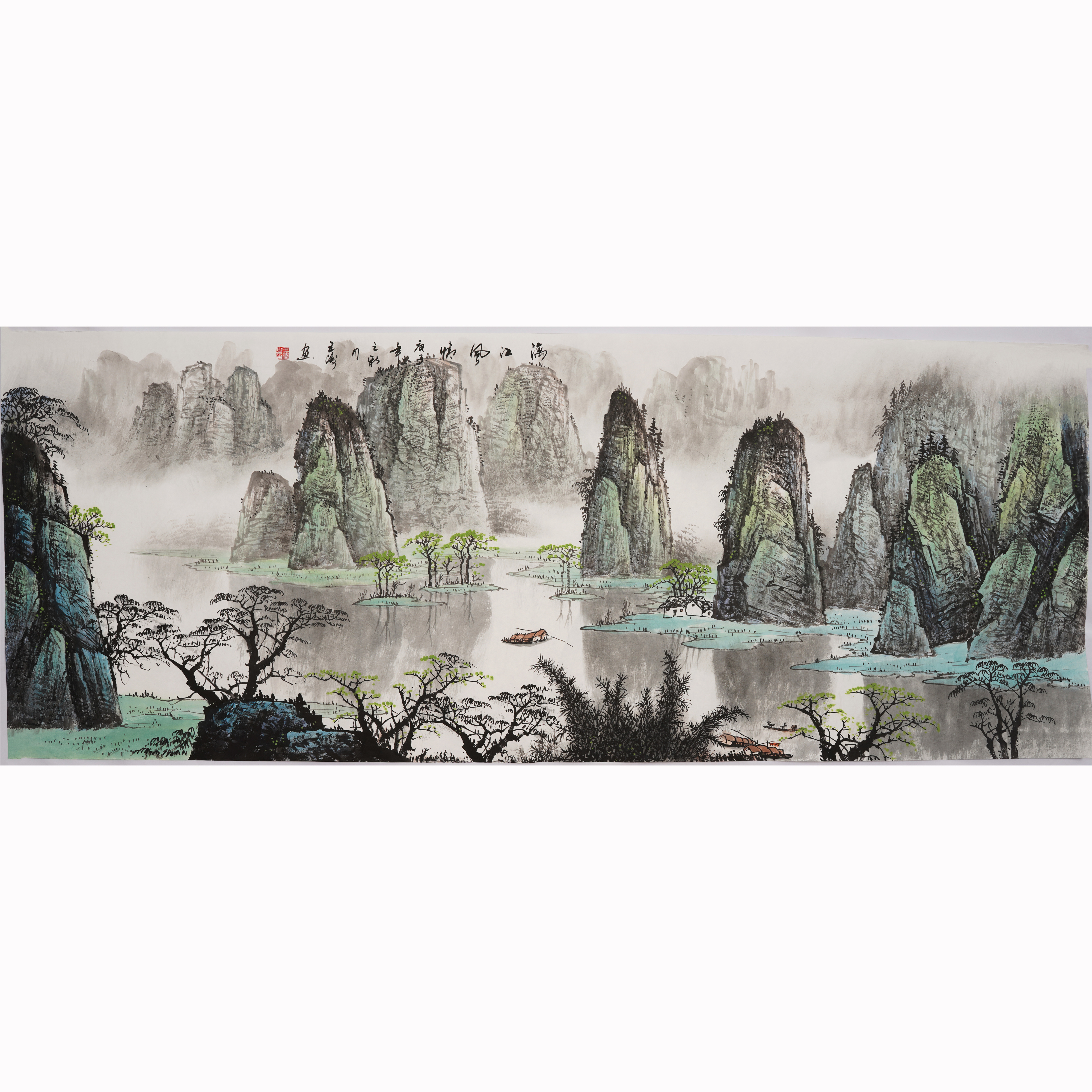 桂林王涛国画手绘甲天下山水山水画漓江装饰画客厅国画