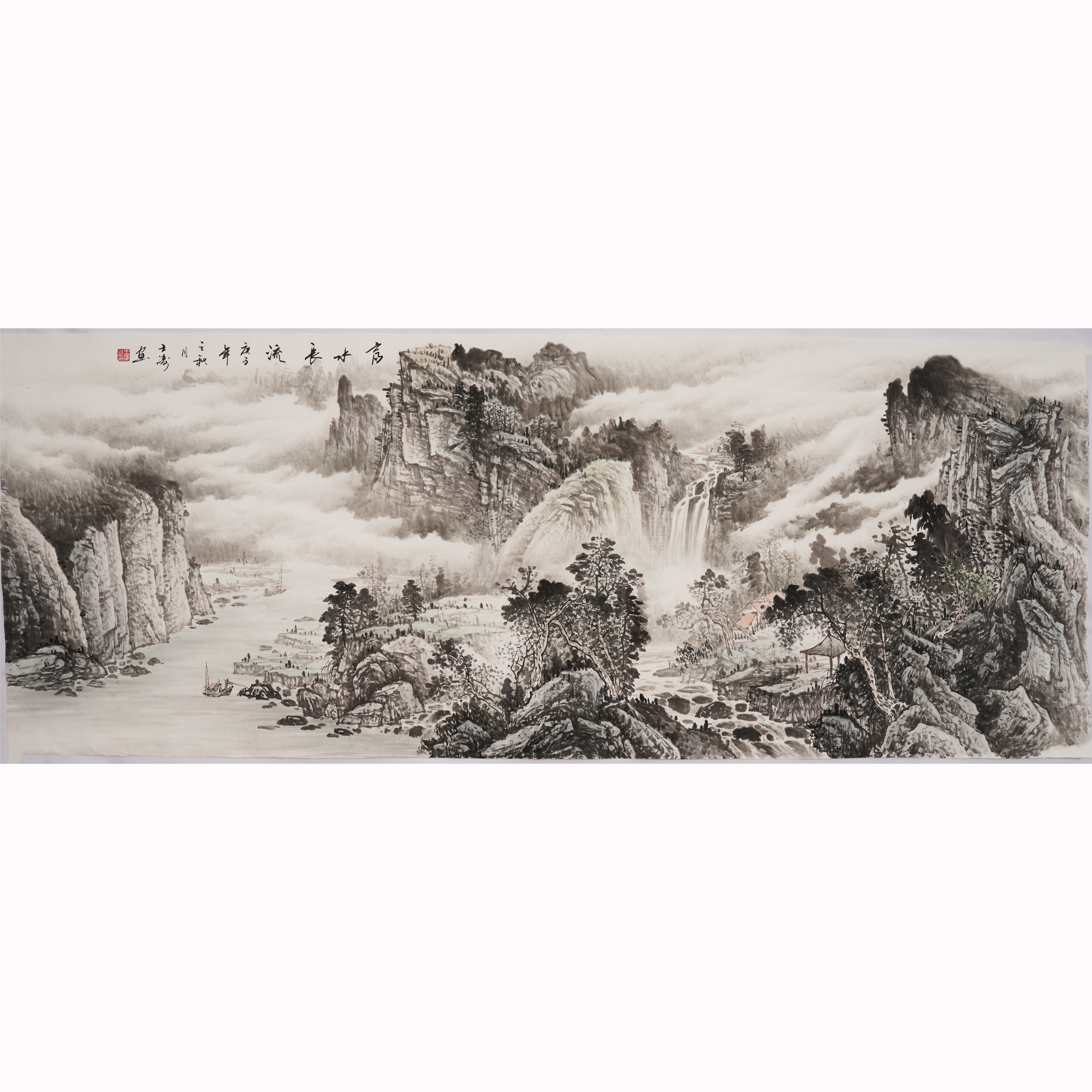 客厅王涛国画风景手绘装饰画办公室中式山水画水墨国画