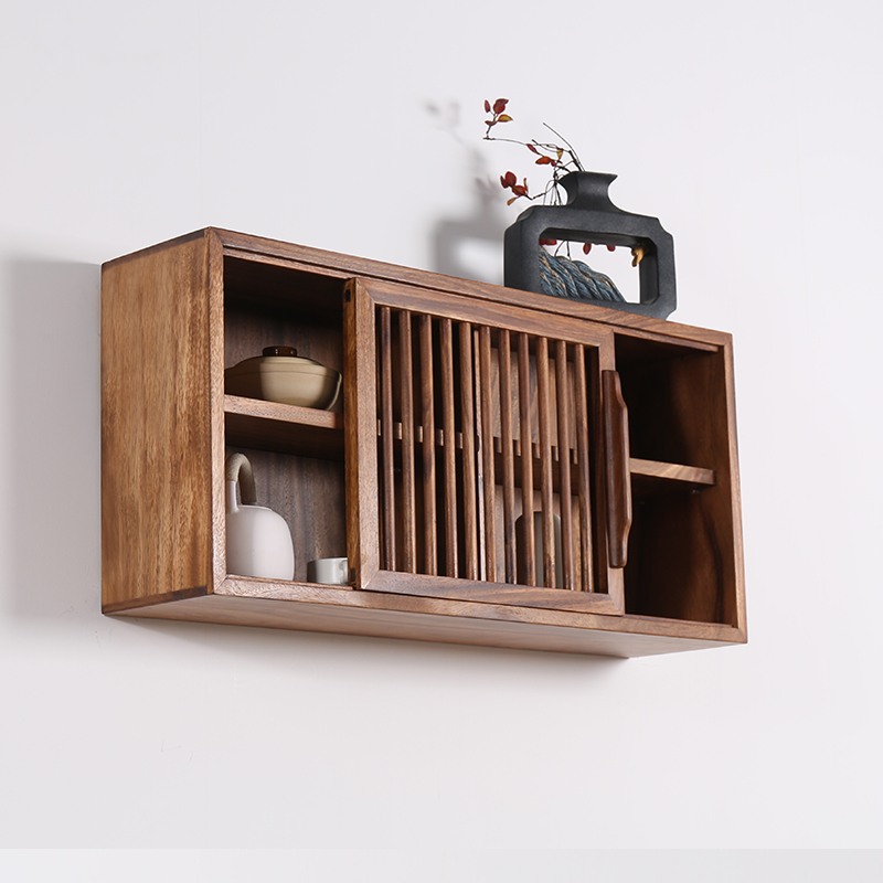 吊柜墙壁壁柜实木橱柜挂墙现代简约挂柜厨房胡桃木吊柜