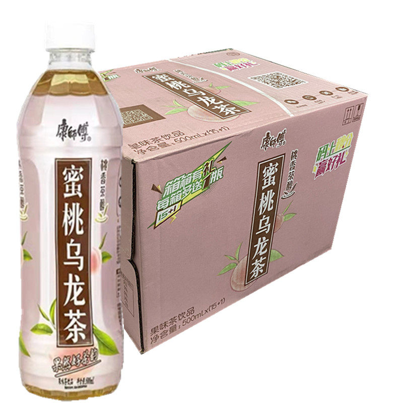 8月康师傅饮料蜜桃乌龙冰茶500mlx16整箱茶饮料