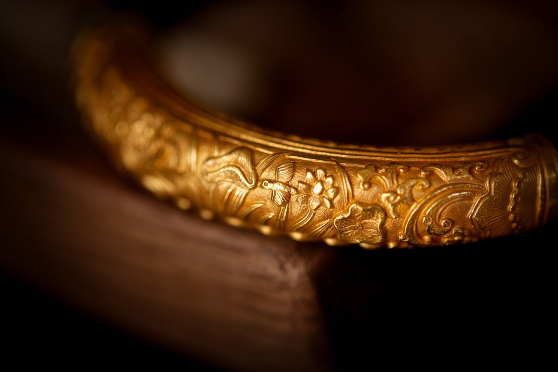 和合24k黄金老金金海藤赤金镯珐琅手镯