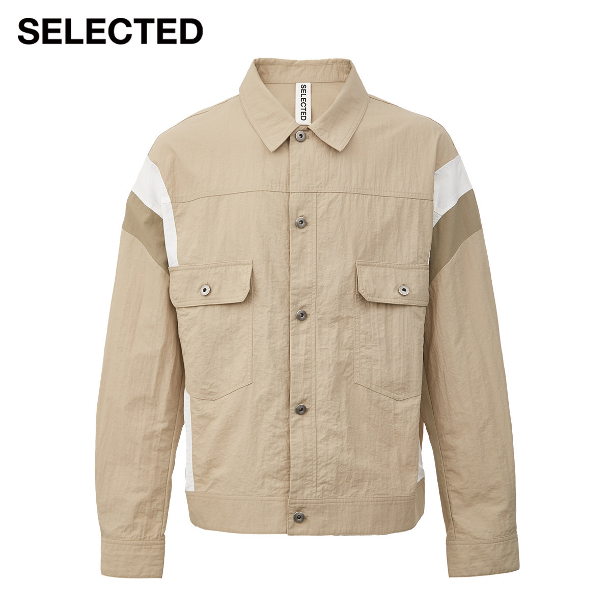 selected思莱德男士新款落肩时尚潮流拼色夹克外套tr夹克