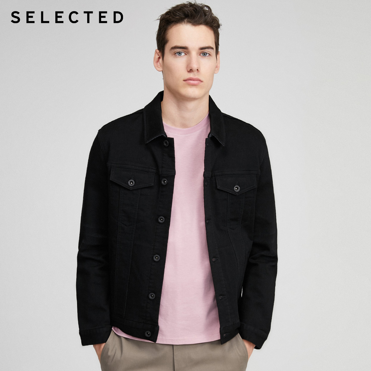 SELECTED思莱德含棉微弹水洗潮流机能牛仔夹克外套男|420157502